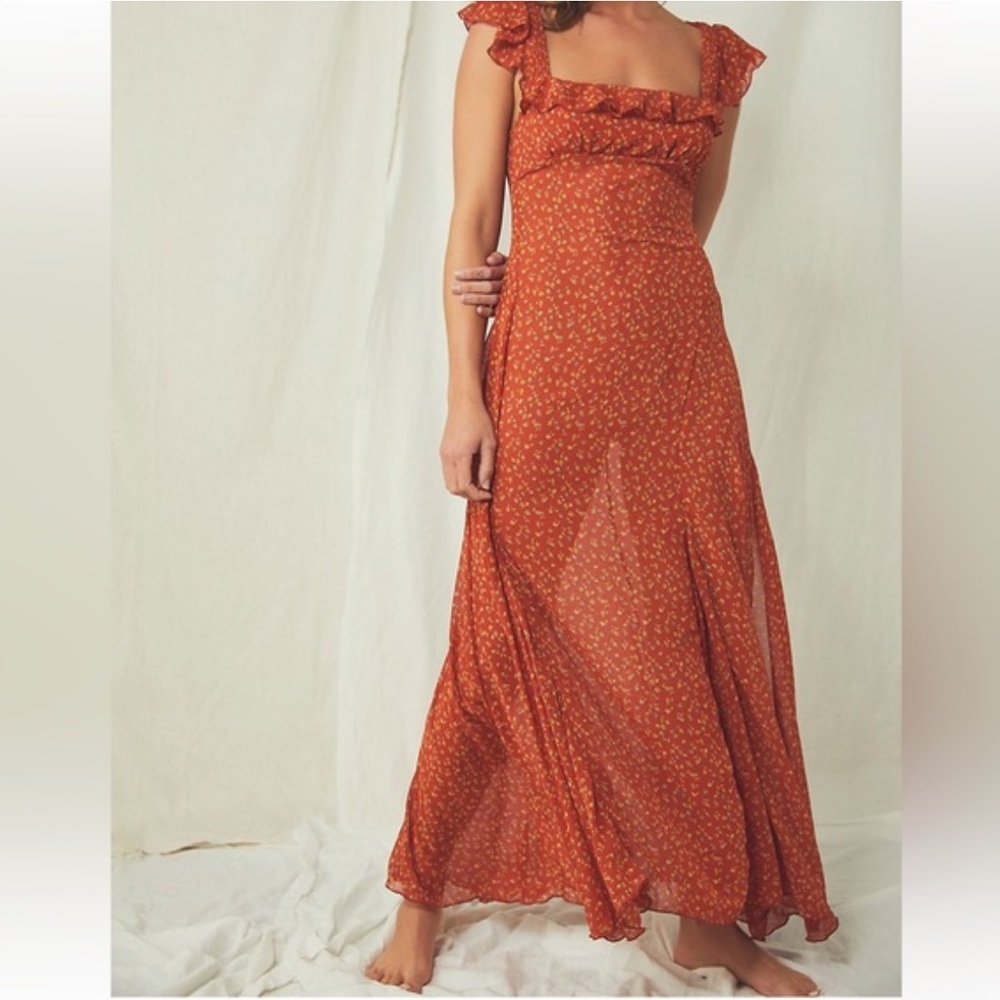 Free People sheer floral maxi dress